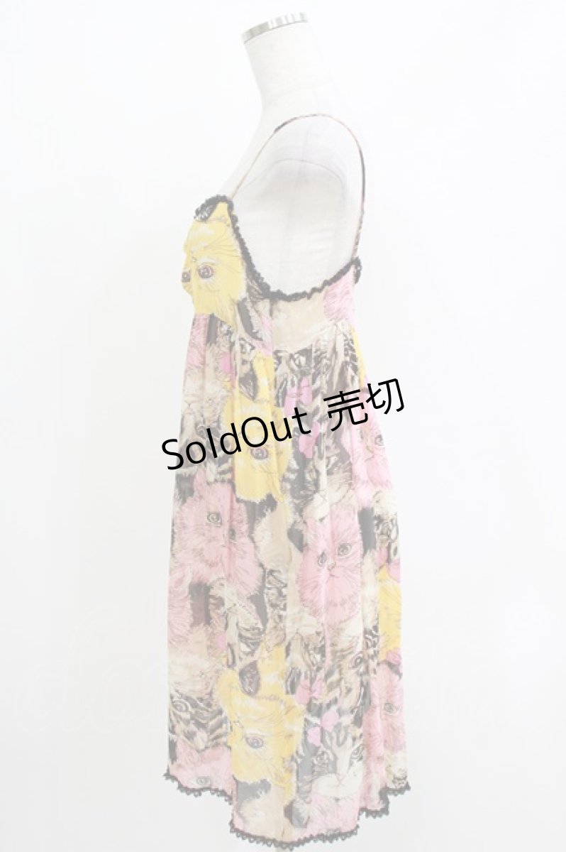 画像2: HYSTERIC GLAMOUR / キャットプリントキャミワンピース  MIXカラー H-26-04-12-026-PU-OP-KB-ZH (2)