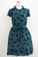 画像1: HYSTERIC GLAMOUR / キャットプリントワンピース  グリーン H-26-04-12-027-PU-OP-KB-ZH (1)