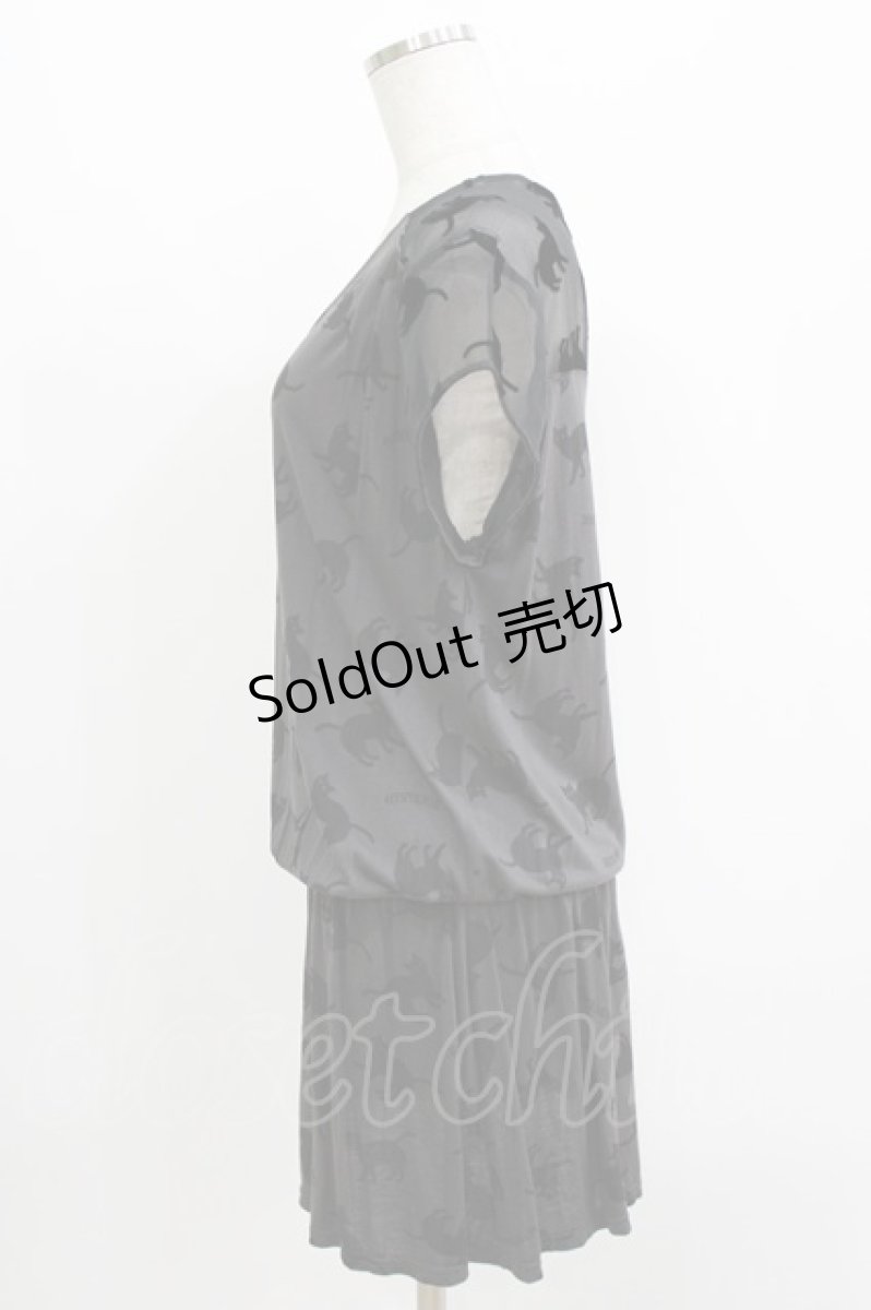 画像2: HYSTERIC GLAMOUR / キャットプリントカットワンピース  グレー H-26-04-12-028-PU-OP-KB-ZH (2)
