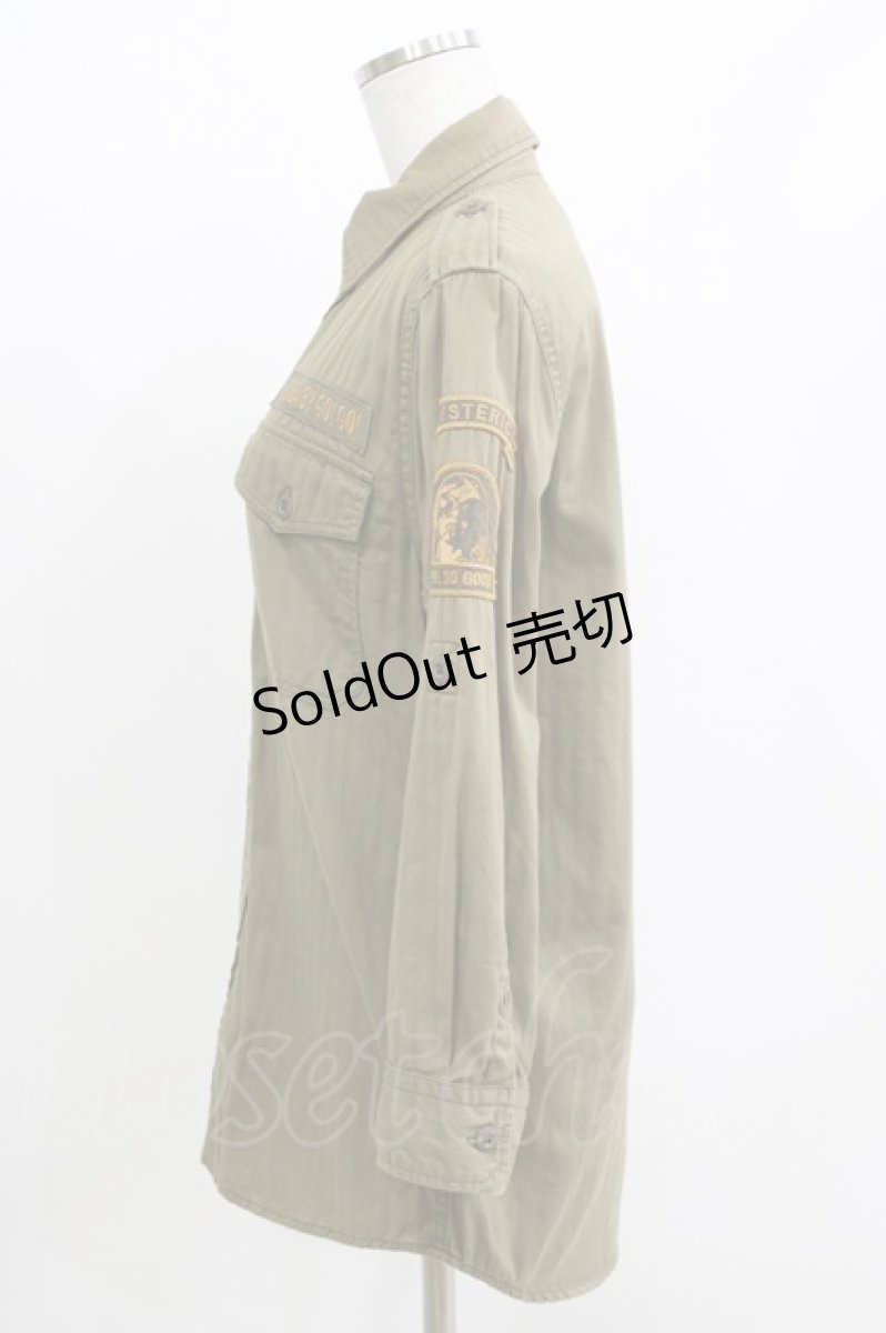 画像2: HYSTERIC GLAMOUR / ワッペンシャツ  カーキ H-26-04-12-034-PU-BL-KB-ZH (2)
