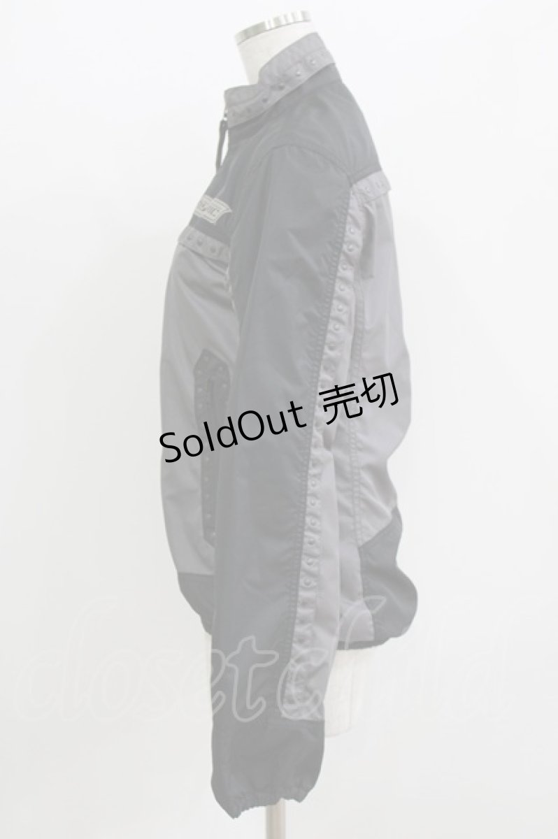 画像2: HYSTERIC GLAMOUR / バイカラースタッズZIPジャケット  ブラック×グレー H-26-04-12-038-PU-JA-KB-ZH (2)