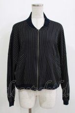 画像1: HYSTERIC GLAMOUR / ストライプブルゾンカーデ  ブラック H-26-04-12-039-PU-TO-KB-ZH (1)