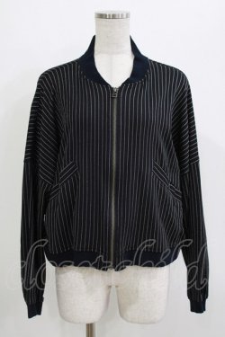 画像1: HYSTERIC GLAMOUR / ストライプブルゾンカーデ  ブラック H-26-04-12-039-PU-TO-KB-ZH