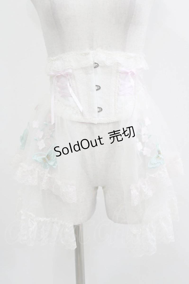 画像1: MR corset / 刺繍ショートコルセット  ホワイト H-26-04-12-049-PU-ZA-KB-ZH (1)