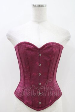 画像1: abilletage / レースプリントロングコルセット 3 ワイン H-26-04-12-1011-GO-TO-KB-ZH