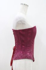画像2: abilletage / レースプリントロングコルセット 3 ワイン H-26-04-12-1011-GO-TO-KB-ZH (2)