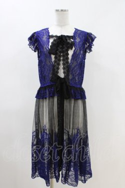 画像1: Moi-meme-Moitie / moi meme moitie baroqueChurch & Roses 〜透き徹る秘めやかに交錯する薔薇園の聖壇〜レースダブリエ  黒×青 H-26-04-12-1013-MO-OP-KB-ZH