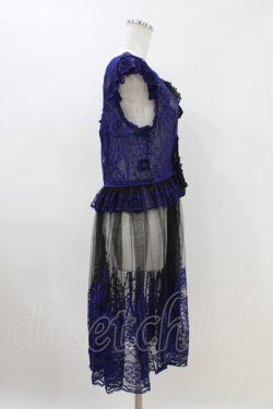 画像2: Moi-meme-Moitie / moi meme moitie baroqueChurch & Roses 〜透き徹る秘めやかに交錯する薔薇園の聖壇〜レースダブリエ  黒×青 H-26-04-12-1013-MO-OP-KB-ZH