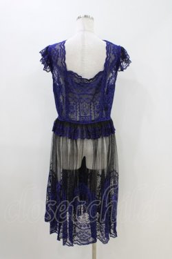 画像3: Moi-meme-Moitie / moi meme moitie baroqueChurch & Roses 〜透き徹る秘めやかに交錯する薔薇園の聖壇〜レースダブリエ  黒×青 H-26-04-12-1013-MO-OP-KB-ZH