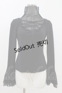 画像1: Moi-meme-Moitie / チュール編み上げカットソー  ブラック H-26-04-12-1014-MO-TO-KB-ZH