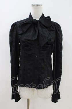 画像1: Moi-meme-Moitie / ボウカラーブラウス  ブラック H-26-04-12-1016-MO-BL-KB-ZH
