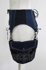 画像2: Ozz Croce / 薔薇刺繍フラップ付きコルセット  紺 H-26-04-12-050-OO-ZA-KB-ZH (2)