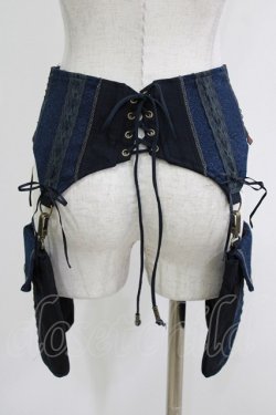 画像3: Ozz Croce / 薔薇刺繍フラップ付きコルセット  紺 H-26-04-12-050-OO-ZA-KB-ZH