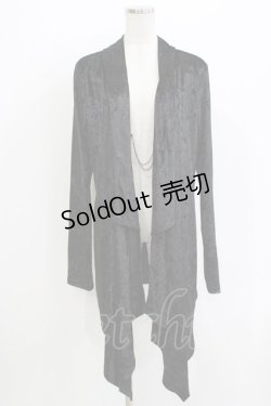 画像1: SEX POT ReVeNGe / バッククロスベロアカーディガン L 黒×青 H-26-04-12-054-SP-TO-KB-ZH