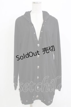 画像1: SEX POT ReVeNGe / ロングフードカーディガン  黒 H-26-04-12-055-SP-TO-KB-ZH