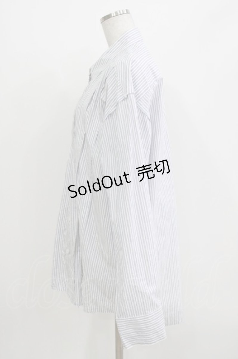 画像2: MILKBOY / DAMAGE STRIPE SHIRT  オフ×ブルー H-26-04-12-058-MB-BL-KB-ZH (2)