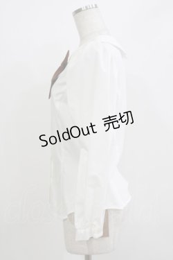 画像2: Q-pot. / チョコレートリボンメルトカラーブラウス  白×チョコレート H-26-04-12-059-QP-BL-KB-ZH