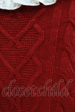 画像4: Emily Temple cute / 衿付きケーブル編みニット  レッド H-26-04-12-062-ET-BL-KB-ZH