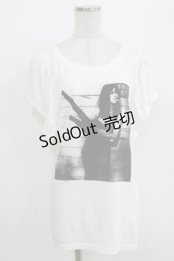 画像1: HYSTERIC GLAMOUR / プリントギャザースリーブカットソー  オフホワイト H-26-04-12-065-PU-TO-KB-ZH