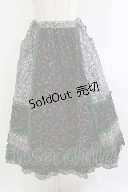 画像1: Jane Marple / Demi & Birdsongペザントスカート  ブラック×ブラック×グリーン H-26-04-12-015-JM-SK-KB-ZH