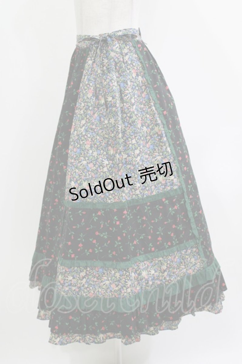 画像2: Jane Marple / Demi & Birdsongペザントスカート  ブラック×ブラック×グリーン H-26-04-12-015-JM-SK-KB-ZH (2)