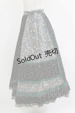 画像2: Jane Marple / Demi & Birdsongペザントスカート  ブラック×ブラック×グリーン H-26-04-12-015-JM-SK-KB-ZH