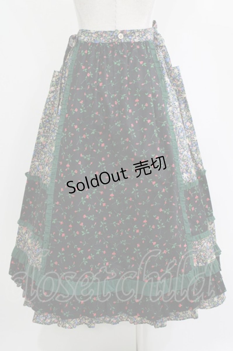 画像3: Jane Marple / Demi & Birdsongペザントスカート  ブラック×ブラック×グリーン H-26-04-12-015-JM-SK-KB-ZH (3)