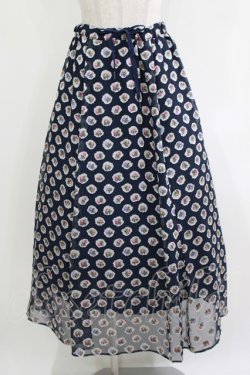 画像1: Jane Marple Dans Le Salon / Pieces of Flowersのスカート  ライトネイビー H-26-04-12-016-JM-SK-KB-ZH