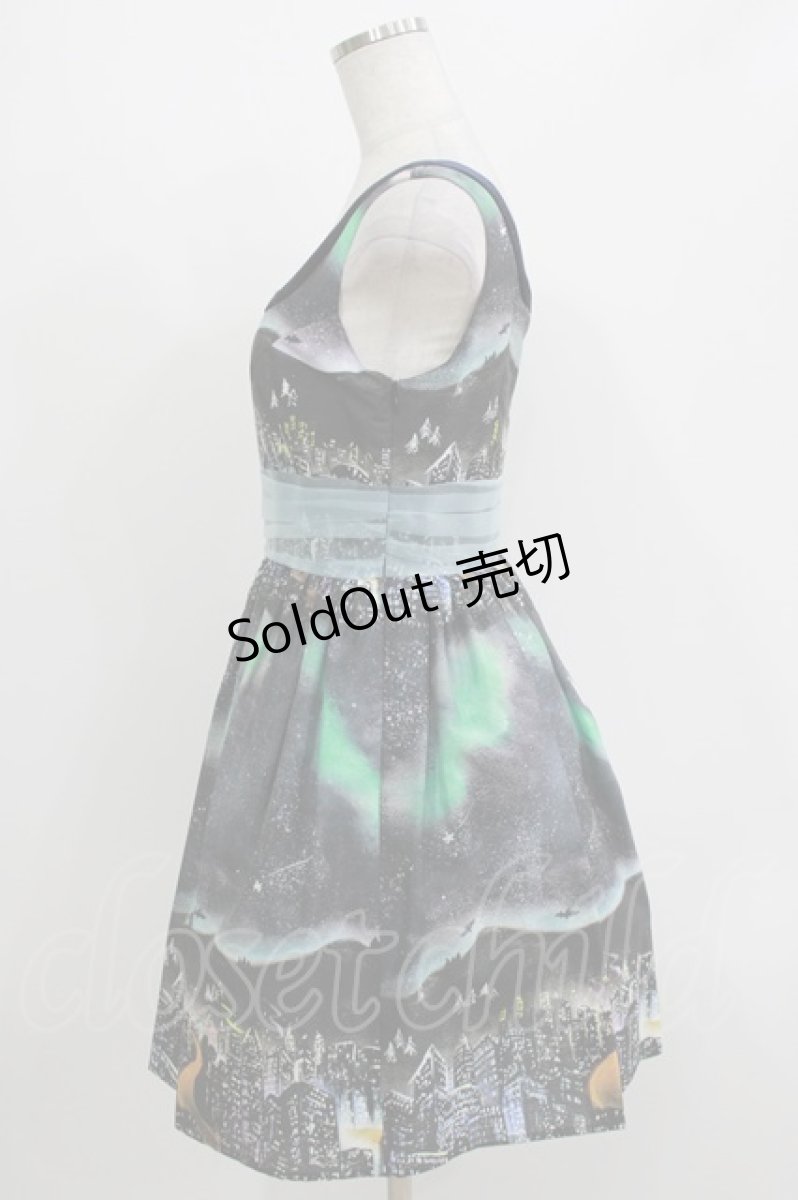 画像2: MILK / Aurora cityドレス  オーロラ柄×ブルー H-26-04-12-021-ML-OP-KB-ZH (2)