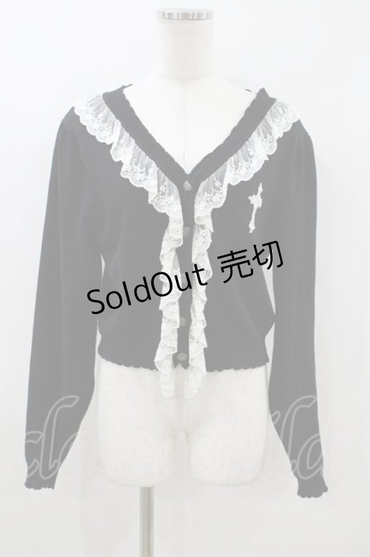 画像1: Moi-meme-Moitie / 十字架ワッペンレースカーディガン F 黒 H-26-04-13-036-MO-TO-AK-ZH (1)