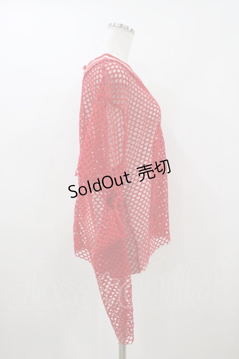 画像2: Candy Stripper / CUT OFF SLEEVE MESH トップス  レッド H-26-04-13-037-PU-TO-KB-ZH (2)