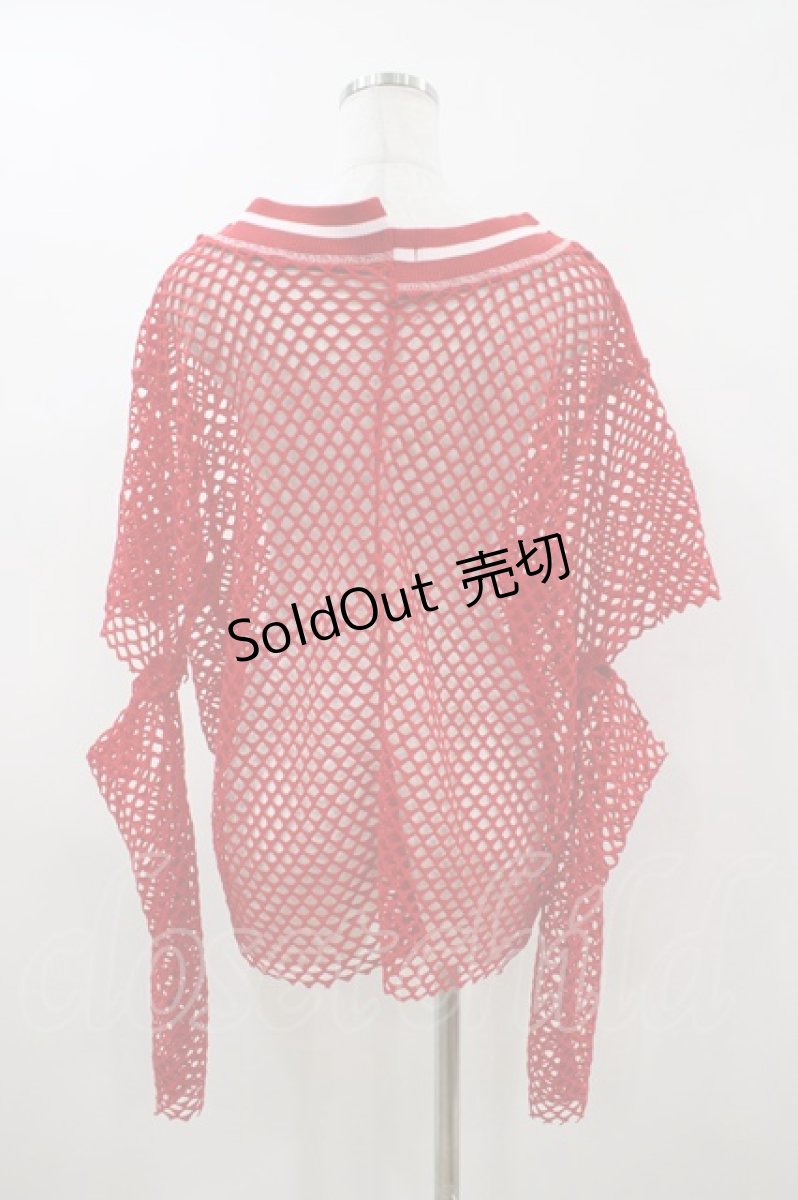 画像3: Candy Stripper / CUT OFF SLEEVE MESH トップス  レッド H-26-04-13-037-PU-TO-KB-ZH (3)