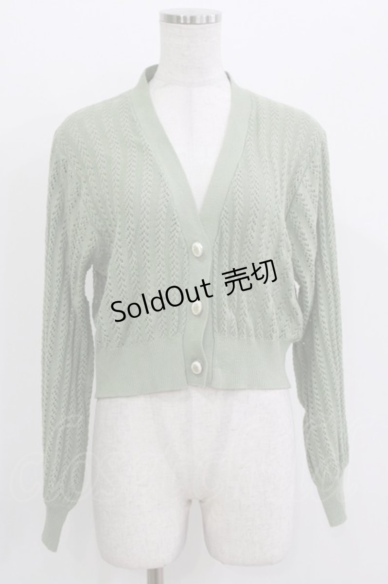 画像1: an another angelus / ローズプリントオーバル釦透かし編みニットカーディガン Free L/GREEN H-26-04-13-1030-CA-TO-NS-ZH (1)