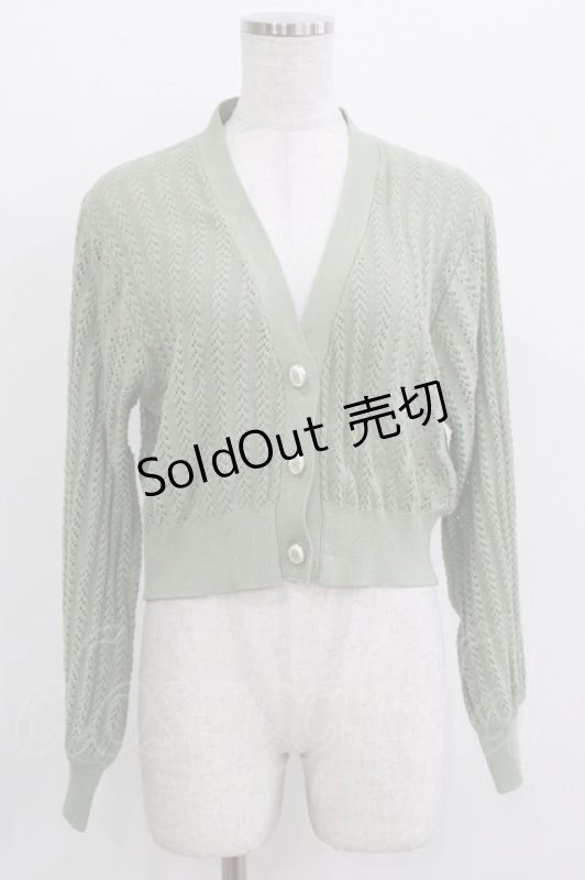 画像1: an another angelus / ローズプリントオーバル釦透かし編みニットカーディガン Free L/GREEN H-26-04-13-1030-CA-TO-NS-ZH (1)