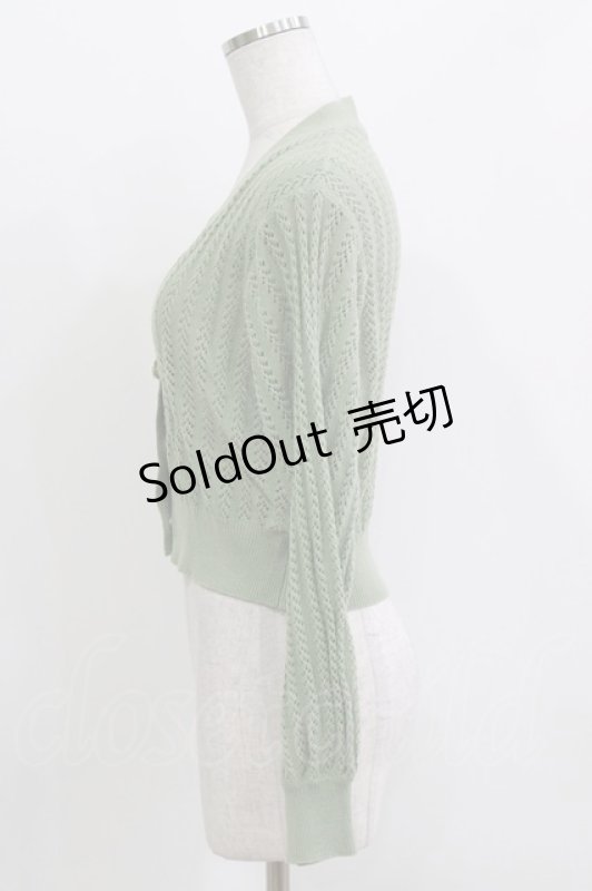 画像2: an another angelus / ローズプリントオーバル釦透かし編みニットカーディガン Free L/GREEN H-26-04-13-1030-CA-TO-NS-ZH (2)