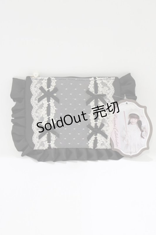 画像1: Kurumi Collaboration / フリルポーチ  ブラック H-26-04-13-1044-GO-ZA-NS-ZH (1)