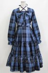 画像1: Amavel / Dolly Holidayチェックティアードワンピース（ロング丈） F ブルー H-26-04-13-1011-CA-OP-YZ-ZH (1)