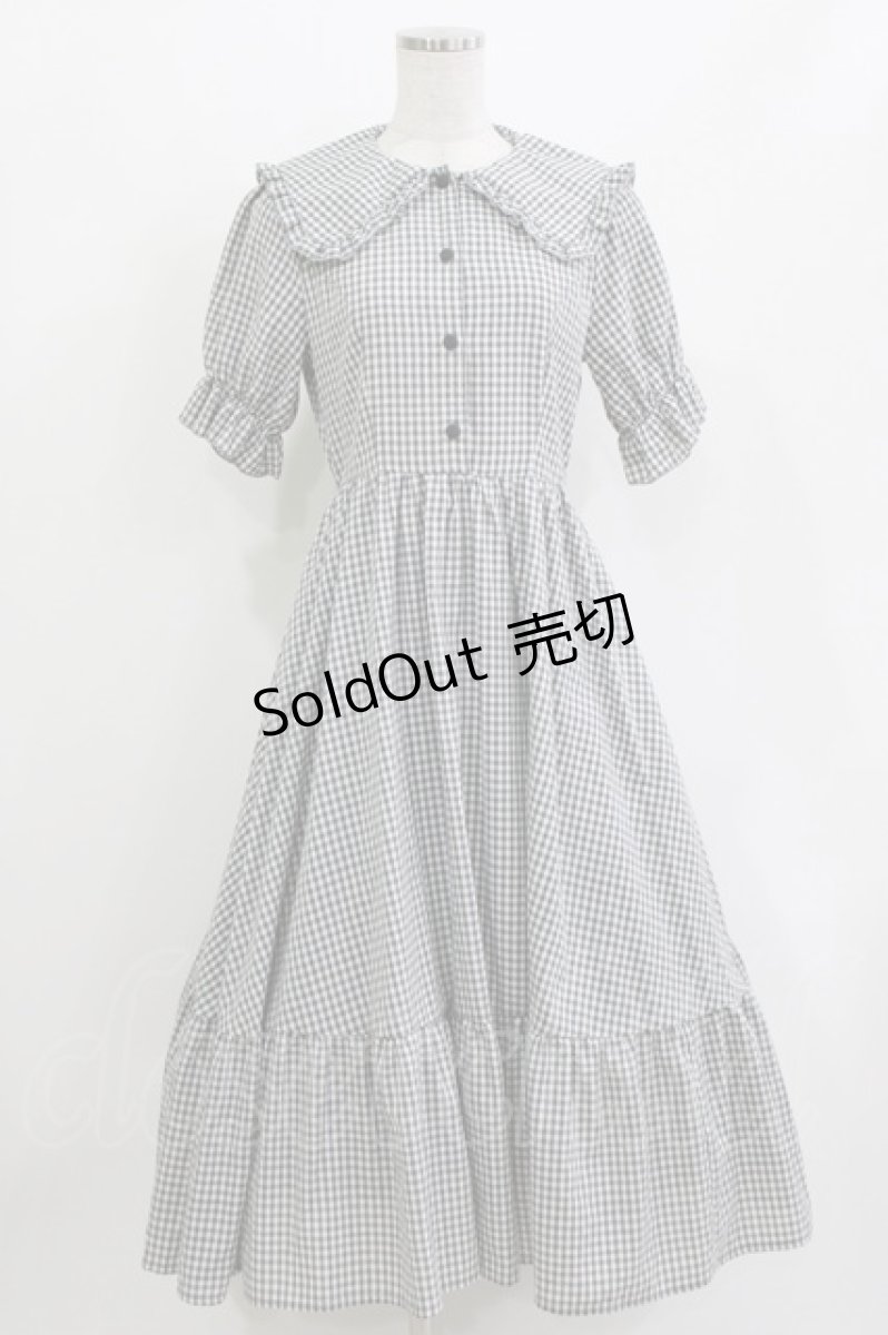 画像1: m petit by misako / AM*ギンガムCHKワンピース S グレー H-26-04-13-1015-LO-OP-NS-ZH (1)