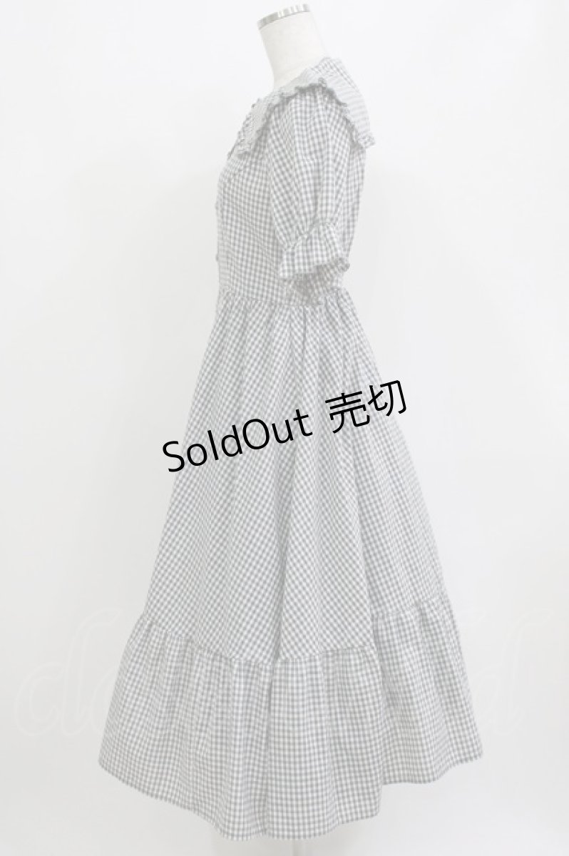 画像2: m petit by misako / AM*ギンガムCHKワンピース S グレー H-26-04-13-1015-LO-OP-NS-ZH (2)