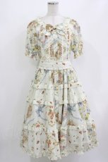 画像1: Miss Point（海外ロリータブランド） / 猫とバラのお茶会 前あきワンピース M 生成り H-26-04-13-1016-EL-OP-NS-ZH (1)