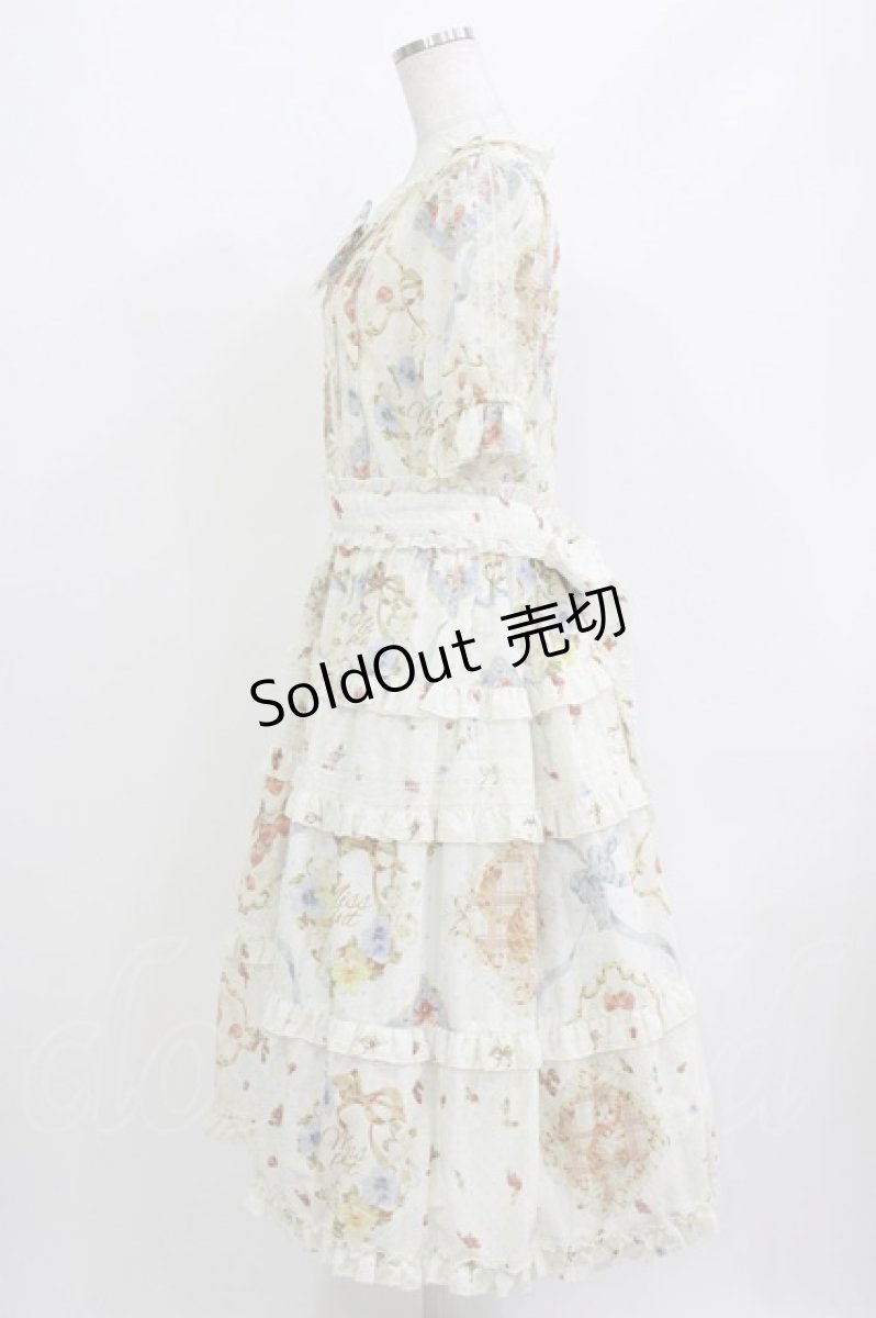 画像2: Miss Point（海外ロリータブランド） / 猫とバラのお茶会 前あきワンピース M 生成り H-26-04-13-1016-EL-OP-NS-ZH (2)