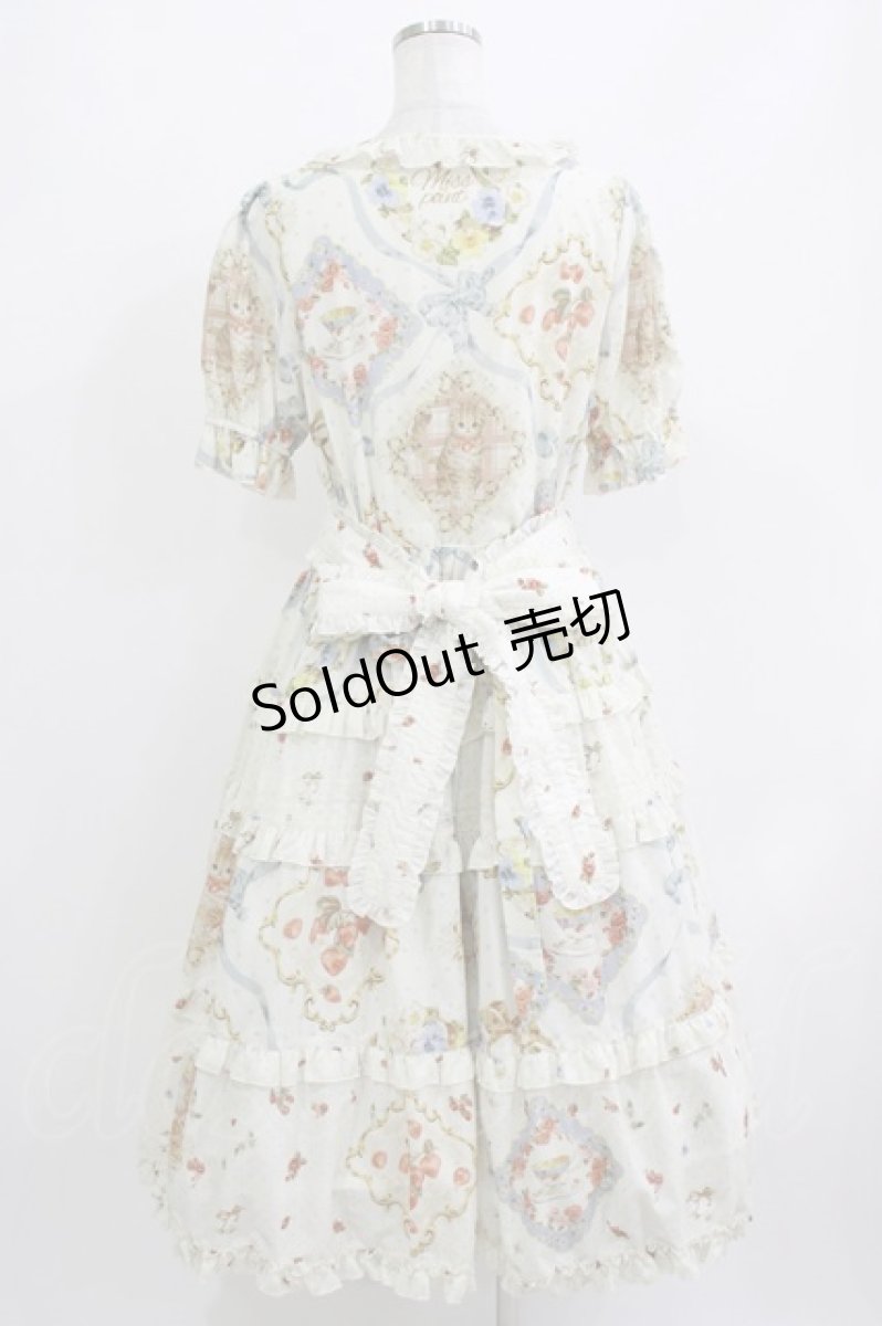 画像3: Miss Point（海外ロリータブランド） / 猫とバラのお茶会 前あきワンピース M 生成り H-26-04-13-1016-EL-OP-NS-ZH (3)