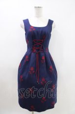 画像1: MILK / Rose Jacquardジャンパースカート  ネイビーベース H-26-04-13-007-ML-OP-AK-ZH (1)