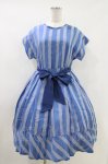 画像1: Jane Marple / リボン付ストライプドレス  ブルー H-26-04-13-013-JM-OP-KB-ZH (1)
