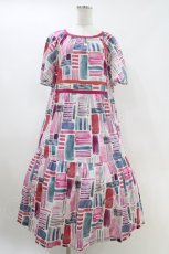 画像1: Jane Marple Dans Le Salon / Constructed stripes surf dress M ピンク H-26-04-13-016-JM-OP-KB-ZH (1)