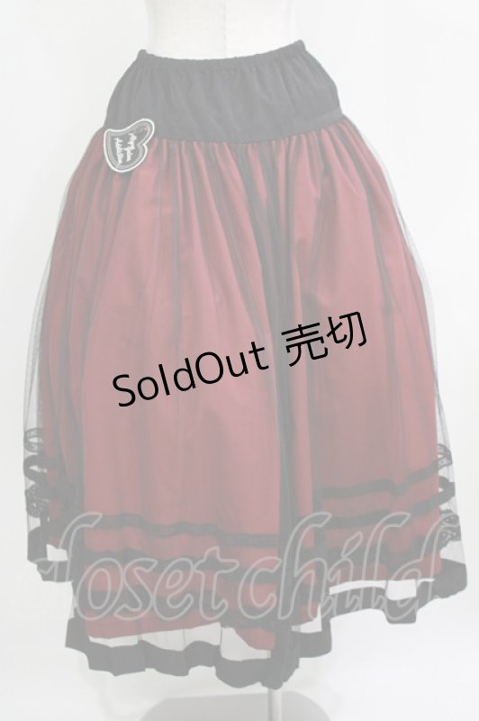 画像3: ALGONQUINS / チュールロングスカート  ボルドー×ブラック H-26-04-14-003-AL-SK-KB-ZH (3)