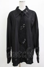 画像1: DimMoire / タイ付きダメージ切替シャツ  ブラック H-26-04-14-032-0-BL-KB-ZH (1)