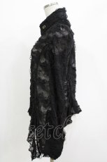 画像2: DARK RED  RUM / ダメージカットアシメシャツ  ブラック H-26-04-14-040-HN-BL-KB-ZH (2)
