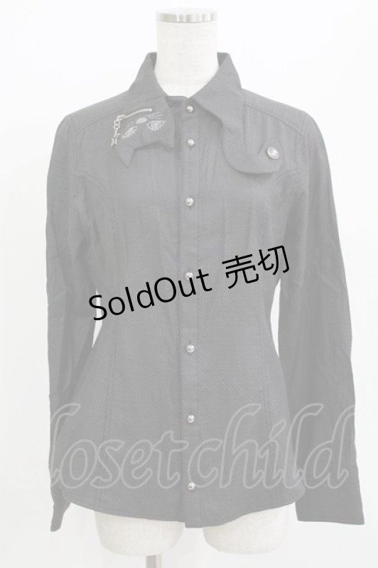 画像1: ALGONQUINS / キャットカラーブラウス  ブラック H-26-04-14-041-AL-BL-KB-ZH (1)