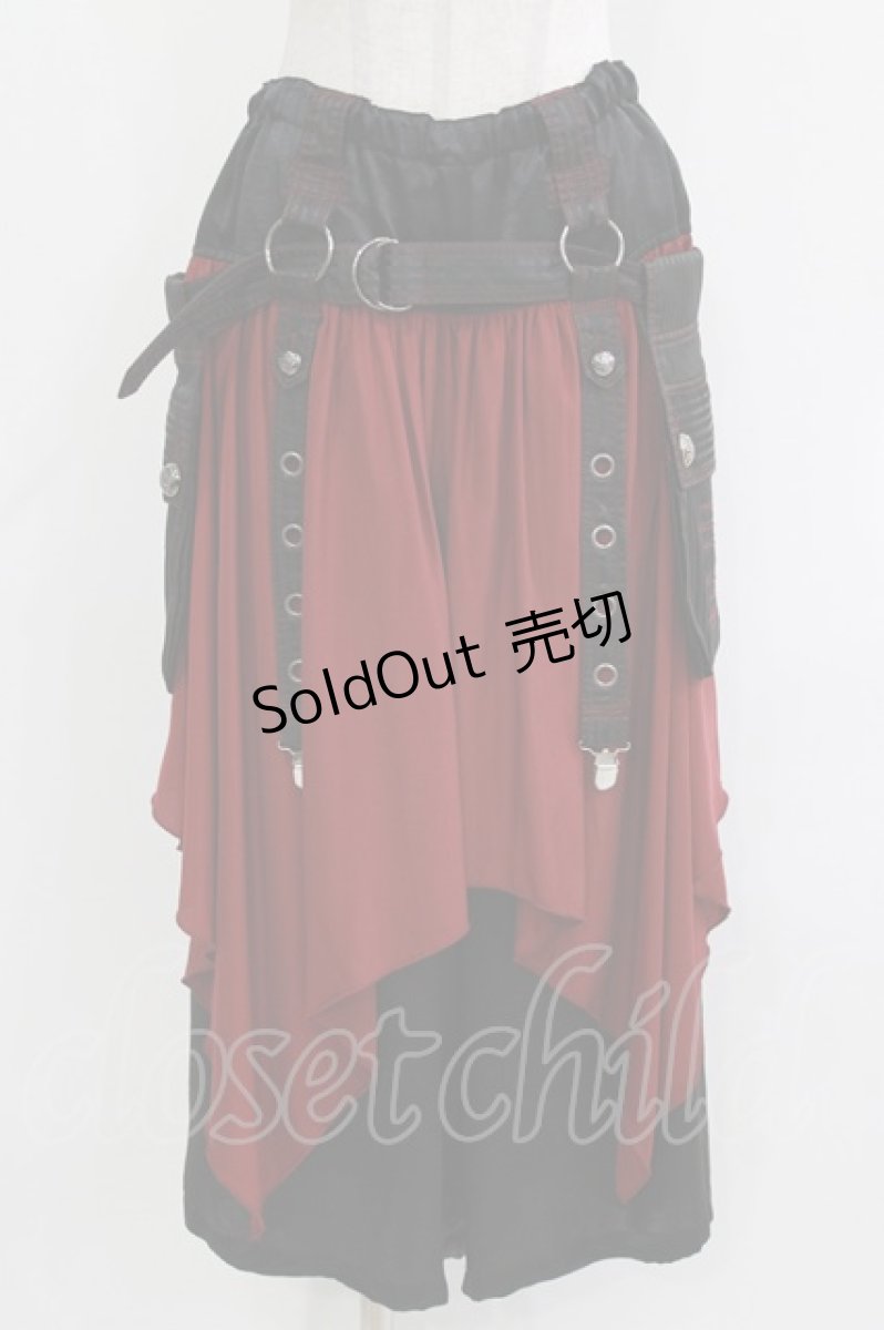 画像1: ALGONQUINS / フラップベルト付配色パンツ  ボルドー×ブラック H-26-04-14-005-AL-PA-KB-ZH (1)